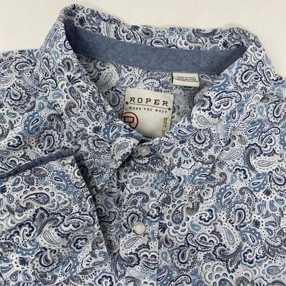 Roper Mens Long Sleeve Paisley Print Western Snap Shirt 2XL - Picture 1 of 2